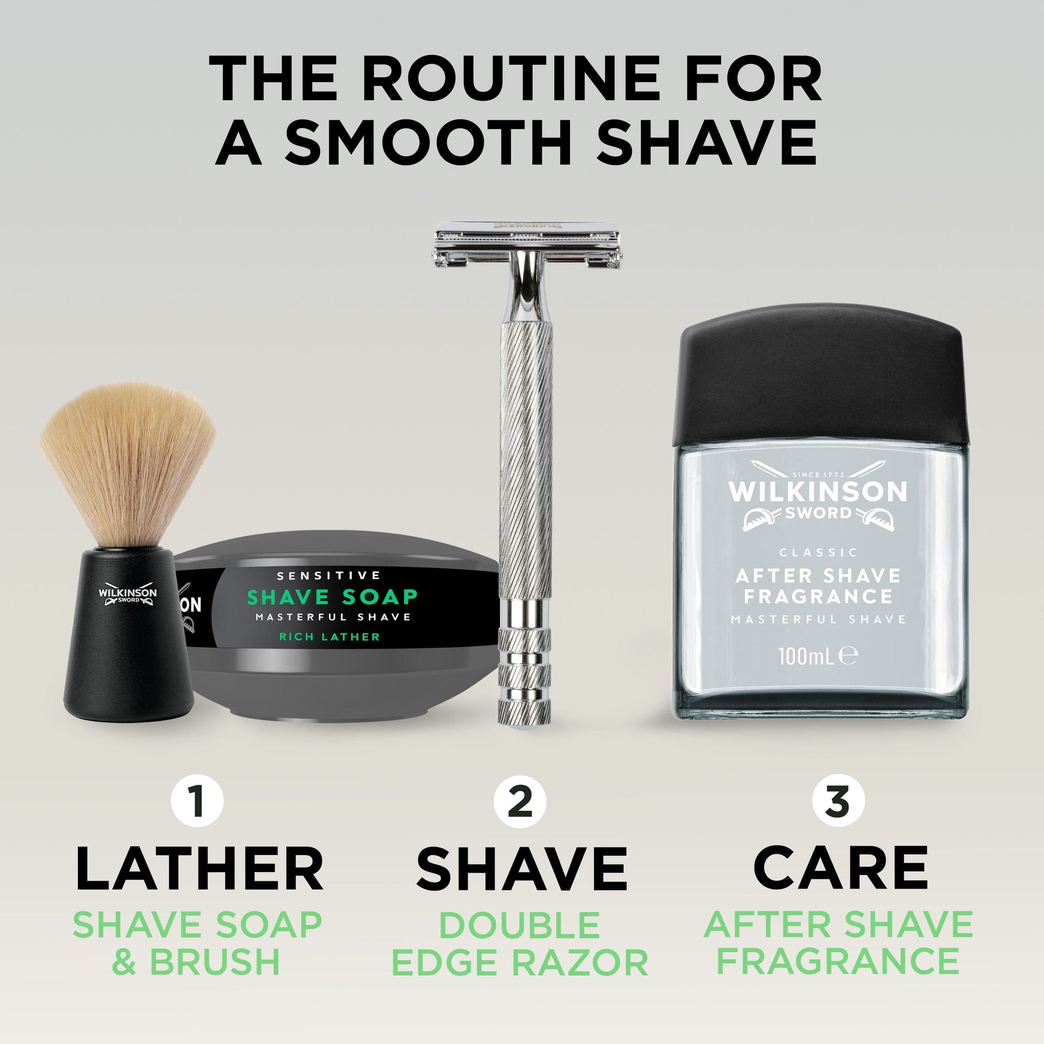 Shaving products from Wilkinson Sword's Masterful Shave range 