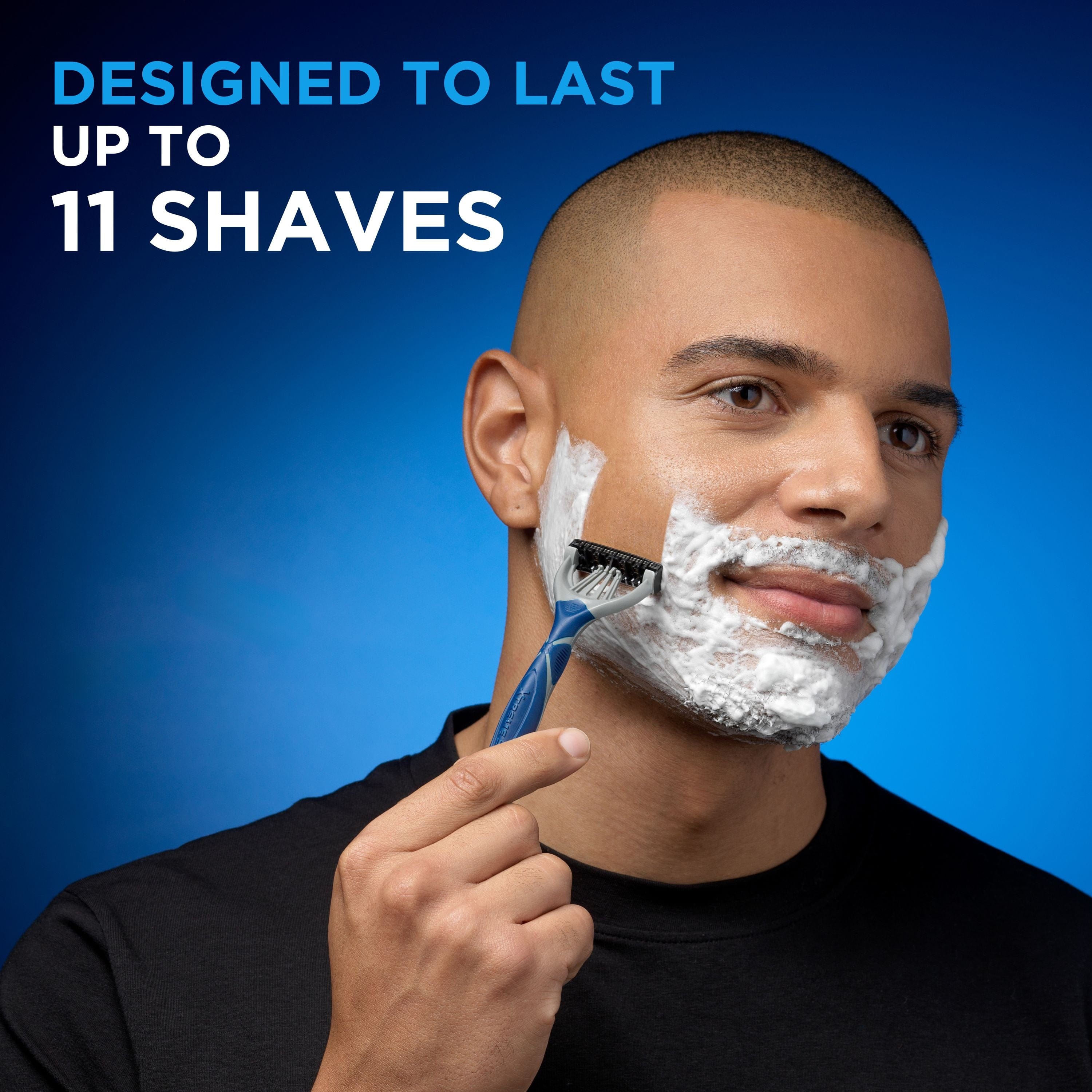 Man shaving with Xtreme 3 Ultimate Men's Disposable Razor